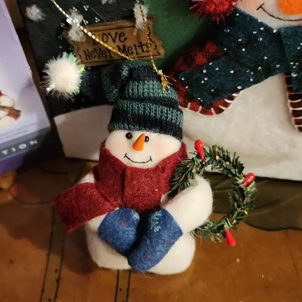 Holiday Classics Snowman Ornaments Set of 6 Decorative Storage Bin 2004